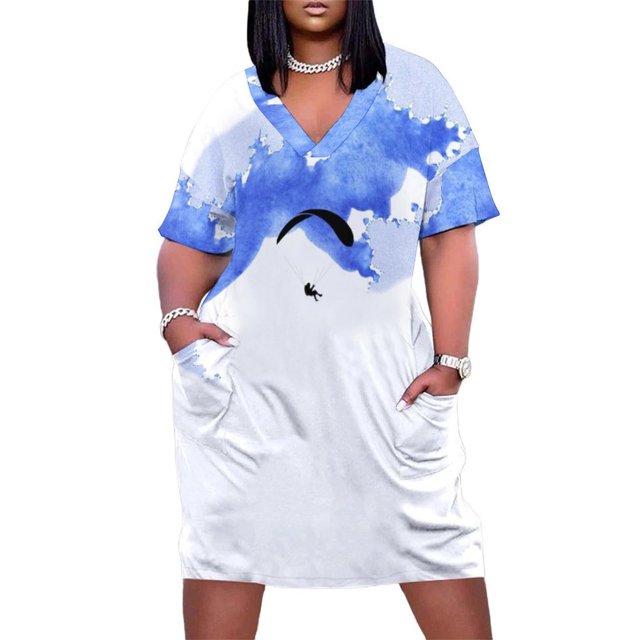 Vestido holgado de parapente con bolsillo estilo coreano elegante