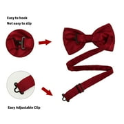 Hanerdun Mens Satin Bow Ties Pre-Tied Formal Wedding Party Adjustable Neck Neckties Dark Red