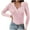 Pink, variant on tarylea Women's Fall Tops Ribbed Knitted Lapel Shirts V Neck Long Sleeve Tops Slim Fitted Casual Wear Cute Tops