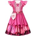 thumbnail image 3 of LumiHeily Pink Princess Dress for G'irls, 3D Print Short Sleeve Ruffle Dresses, Halloween Cosplay & Birthday Party Dress Up Outfit with Heart Purse, 3 of 3