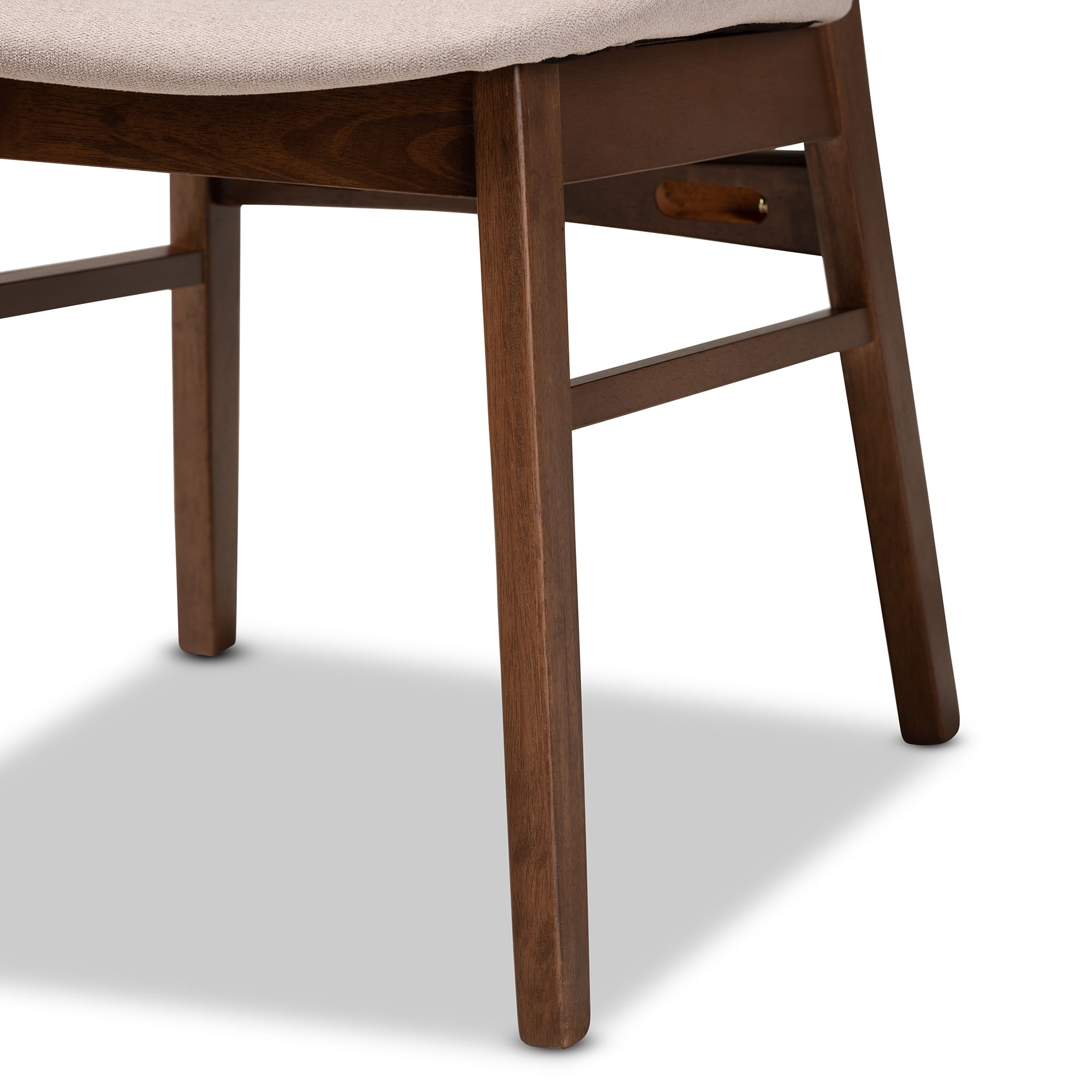 Baxton Studio Alston Dining Chair, Set of 2, Beige/Walnut Brown