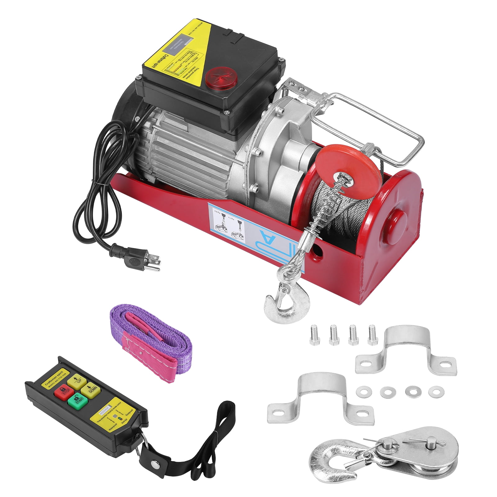 EastVita Electric Hoist, 880 Lbs Automatic Lift Electric Cable Hoist with Wireless Remote Control Power System, 110V Electric Winch Crane