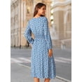 thumbnail image 5 of DARING DIVA Fall Long Sleeve Midi Floral Boho Dress S Blue, 5 of 7