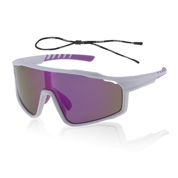 1 juego de gafas de motocicleta anti-reflejo Tri-Acetyl Cellulos UV400 gafas de sol para deportes al aire libre para motocross, bicicleta de tierra, ATV, lente púrpura, marco blanco