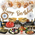 thumbnail image 6 of 175PCS Party Supplies, Serves 25 Black and Gold Disposable Dinnerware Set, Graduation Prom Wedding Birthday Party Decorations Plates Cups and Napkins Sets with Plastic Knives Forks Spoons, 6 of 8