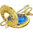 thumbnail image 1 of Reloj de bolsillo Tiong 4,5 cm con números romanos y esfera azul estrellada, 1 of 9