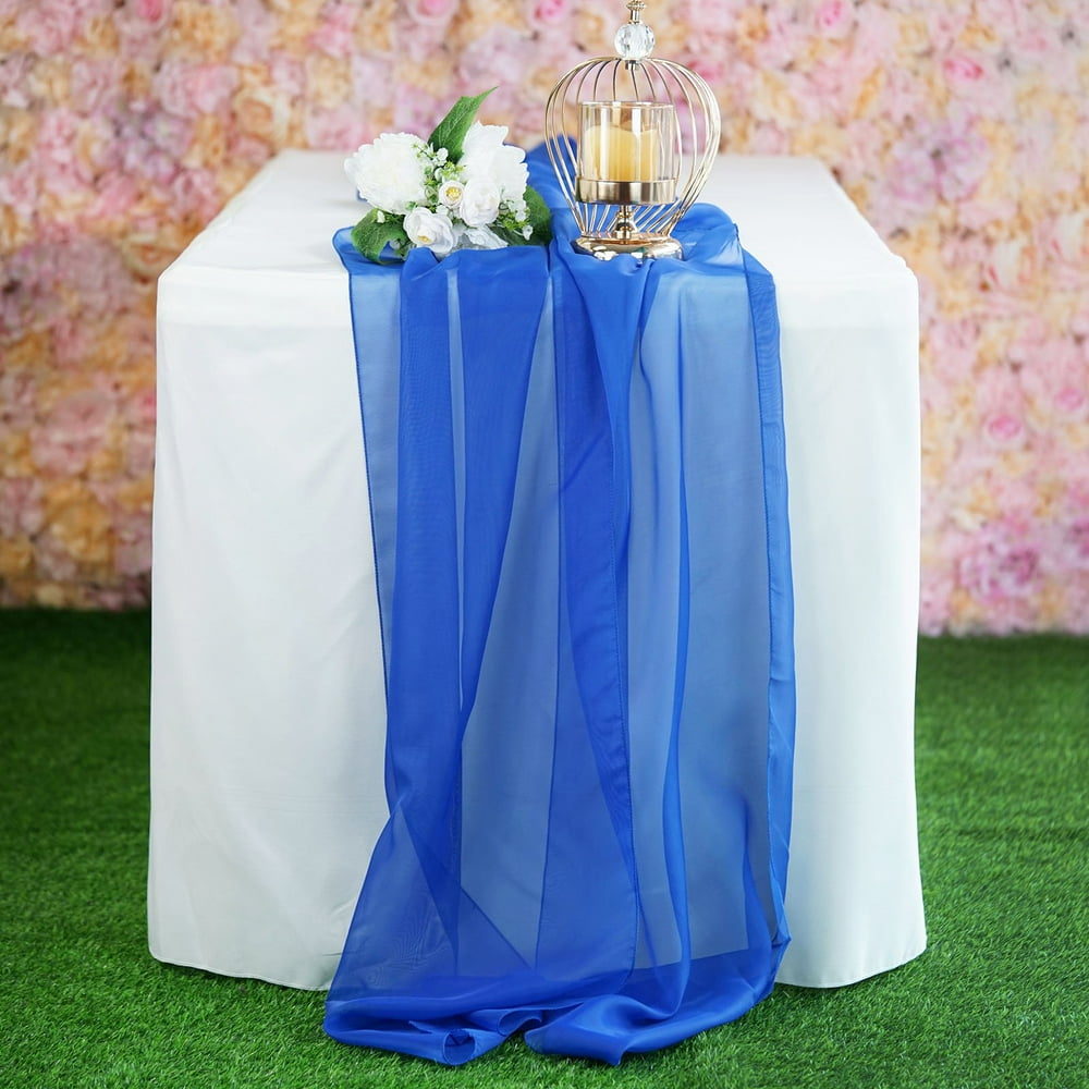 Efavormart 5PCS 22" x 80" Royal Blue Premium Chiffon Table Runner For