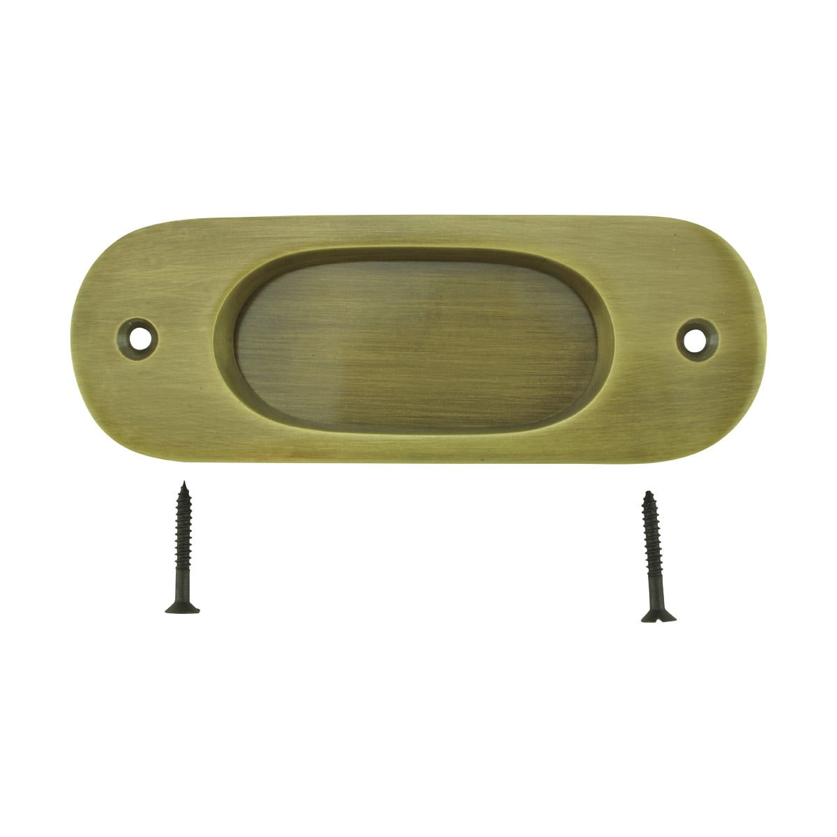 Renovators Supply 2Pcs Oval Sliding Door Pulls Antique Brass Flush Pull Punch-Free Handle for Sliding Barn Doors