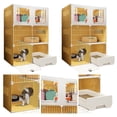 thumbnail image 4 of Happyhtes All-in-One Cat House, Large Indoor Cat Cage with Cat Bed, Scratching Board, and Litter Box, Multi-Functional Cat Condo for 1-2 Cats (yellow), 4 of 9