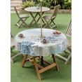 thumbnail image 4 of Outdoor Tablecloth with Umbrella Hole for Patio/Picnic/Party/Camping, Coastal Corals Waterproof Table Cloth Round Cover Washable, Beach Starfish Conch Marine Rustic Blue (Dia 54"), 4 of 9