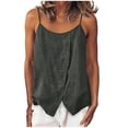 thumbnail image 2 of Summer Cotton Linen Tank Tops for Women Spaghetti Strap Adjustable Camisoles Womens Scoop Neck Sleeveless Button Down Shirts, 2 of 7