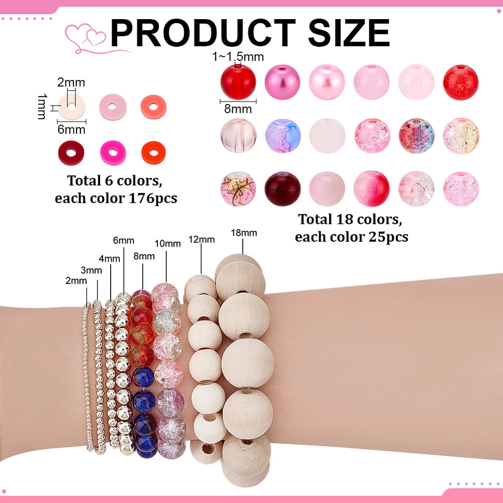 DIY Bracelets Making Kit Including Handmade Polymer Clay Beads and Glass Beads Disc & Round Mixed Color 6~9x1~9mm Hole: 1~2mm DIY for DIY
