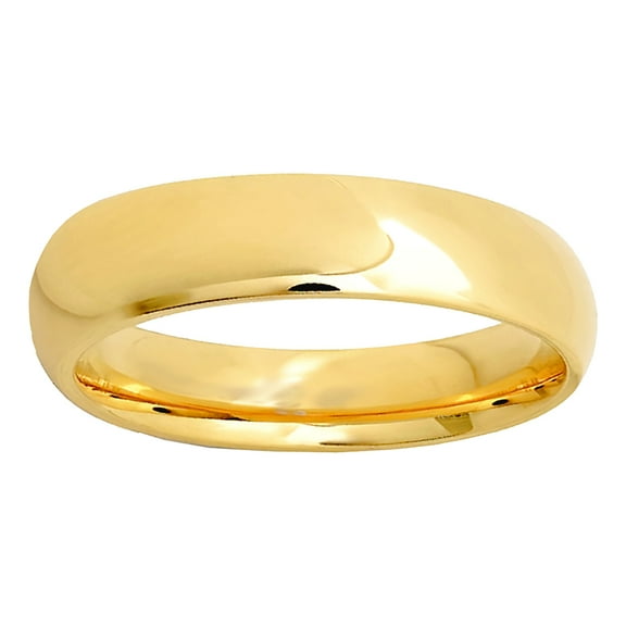Stainless Steel Yellow Unisex Domed Wedding Anniversary 5mm Size 8 Comfort-fit Fashion Band Ring Anniversary Ring for Wo