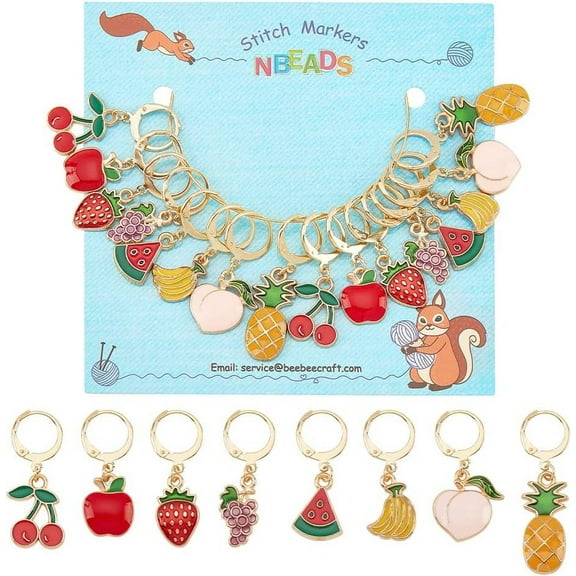 32Pcs Fruit Stitch Markers Alloy Enamel Crochet Stitch Marker Charms Locking Stitch Marker with 304 Stainless Steel Clasp
