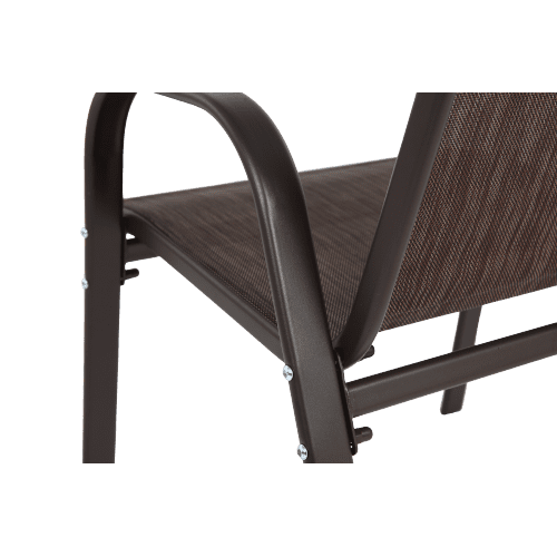 Outdoor Dining Chair Set of 2, All-Weather Patio Dining Chair with High Backrest and Metal Frame, Indoor Outdoor Chairs for Bistro, Deck, Backyard, Porch,Brown