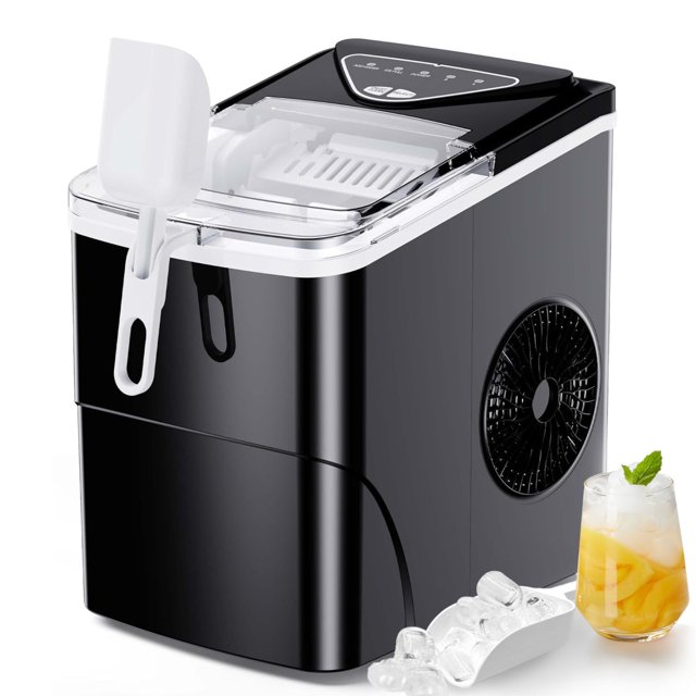 Máquina de hielo para encimera Totnz, autolimpiante, 12 kg, negra