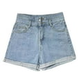 thumbnail image 2 of Bwdbhd Denim Shorts Women High Waisted Women's High Waisted Denim Shorts Casual Summer Frayed Hem Long Shorts Baggy Stretchy Jean Shorts Wide Leg Shorts Blue,S, 2 of 4