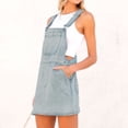 thumbnail image 4 of WILLBEST Robes Froncées pour Femmes Robe Décontractée en Denim Robe Mini Robe en Denim Décontractée Moderne Extérieure Quotidienne Bretelles Spaghetti Poche Sans Manches Jupe en Denim une Pièce, 4 of 7