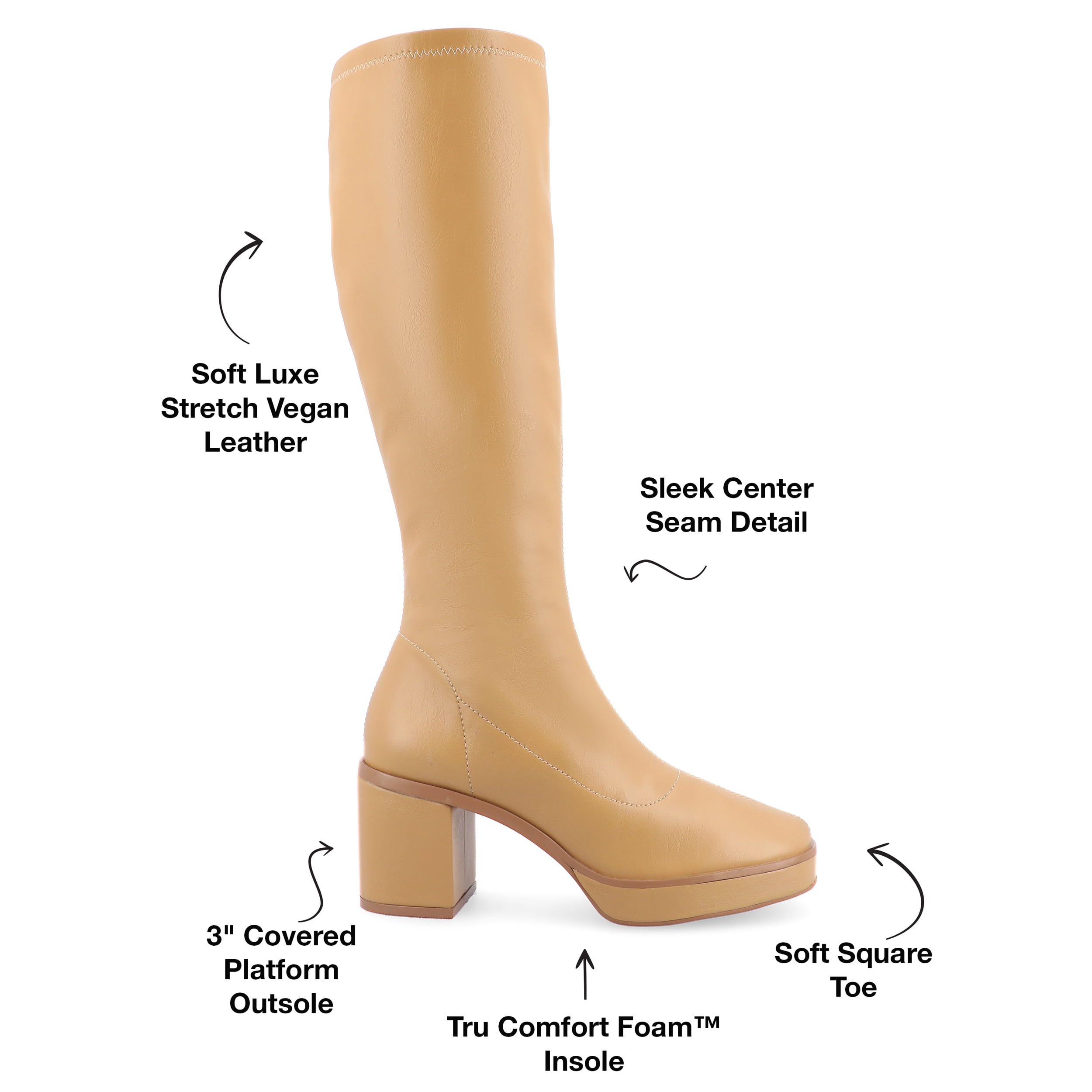 Journee Womens Alondra Platform Square Toe Boots