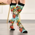 thumbnail image 5 of FORMRS Womens Knee High Socks Casual Long Thick Travel Daily Wear, 1 Pair, Pink Floral Tomatoes, 5 of 6