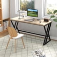 thumbnail image 4 of YYAo 59Inch Gaming Desk with Heavy-duty Metal Frame and Crossbar, Computer Desk for Home Office, Living Room, Study Room, Bedroom, Gray, 4 of 7