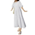 thumbnail image 6 of ZANZEA Women Puff Sleeve Casual Solid Ruffle Tiered Dress Summer Holiday Sundress, 6 of 14