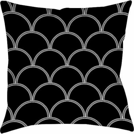 IDG Art Deco Circles Black and white Indoor Pillow