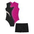 thumbnail image 3 of Alvivi Gymnastics Leotards for Girls Sleeveless Color Block Dance Bodysuit and Shorts Bottoms Hot Pink&Black 16, 3 of 7