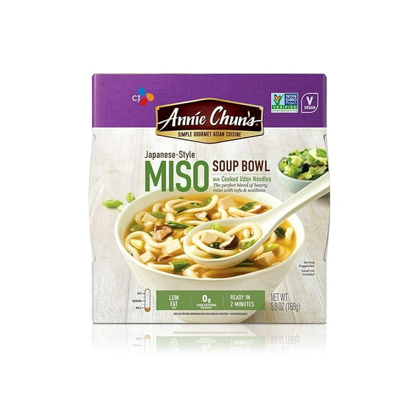 Annie Chun's Miso Soup Noodle Bowl, NonGMO, Vegan, 5.9oz (Pack of 6
