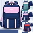 thumbnail image 2 of Orthopedic Spine Support Ages 3rd 4th 5th 6th Backpack Color Block Striped Decor Breathable Cushioned Strap Waterproof Large Capacity Elementary School Bookbag, 2 of 9