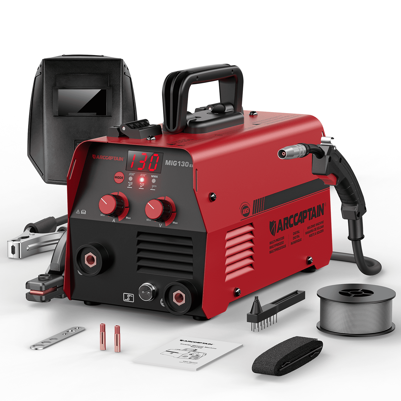 ARCCAPTAIN MIG Welde, 130A 2-in-1 Flux Core & Stick Welders Machine , 110V