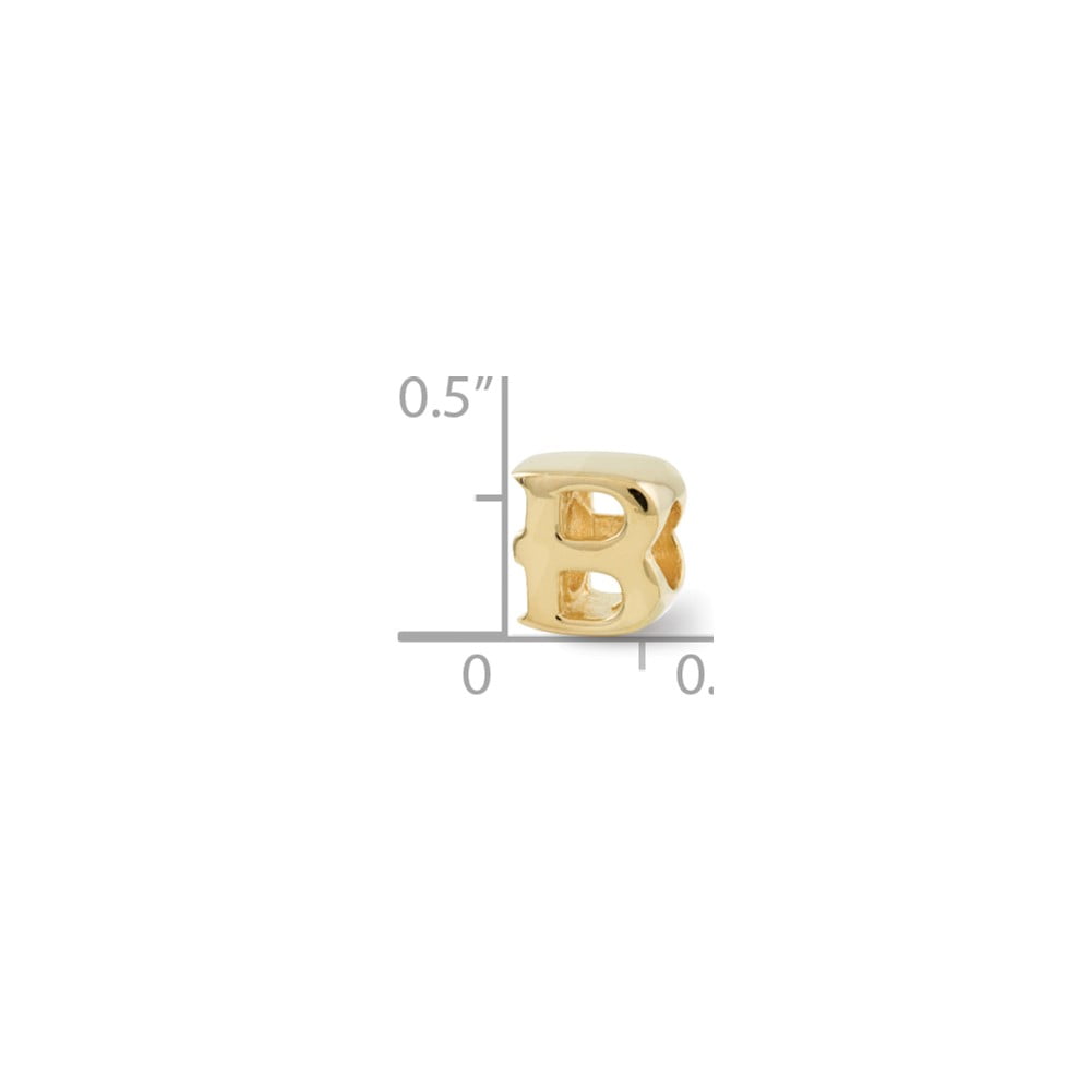 Initial Letter B Charm .925 Sterling Silver & Gold Plated Reflection Beads - QRS468BGP