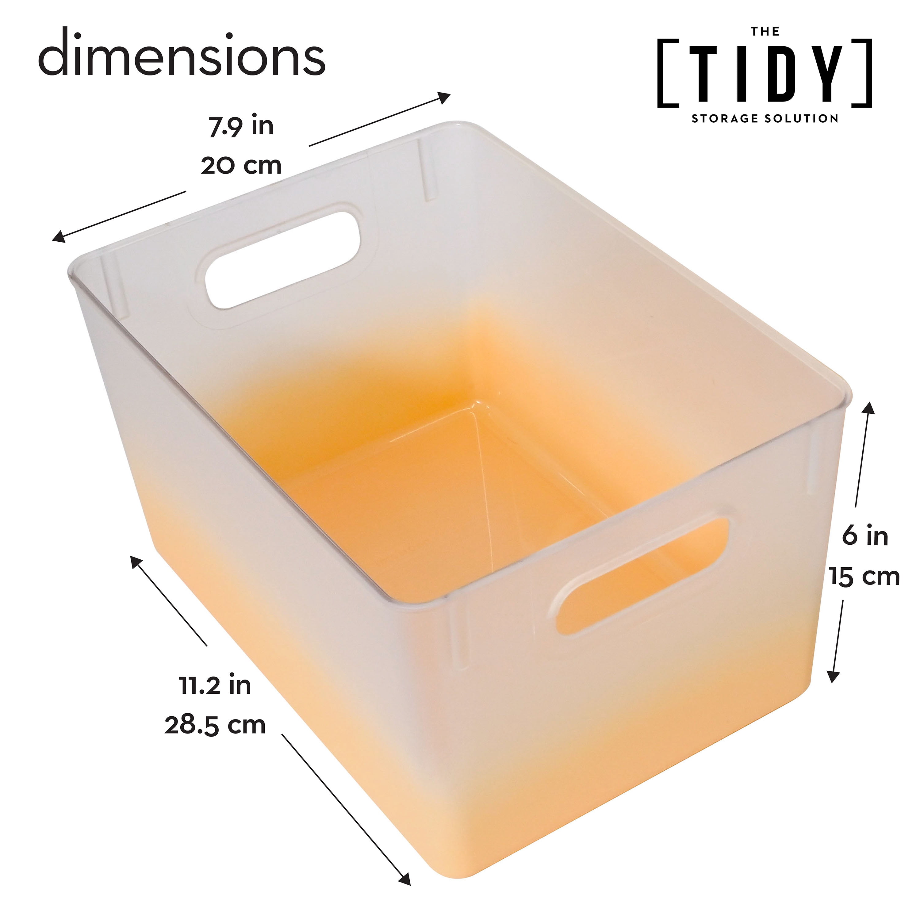 Tidy Matte Closet Storage Bins with Handles, Stackable, 2-Pack, Peach