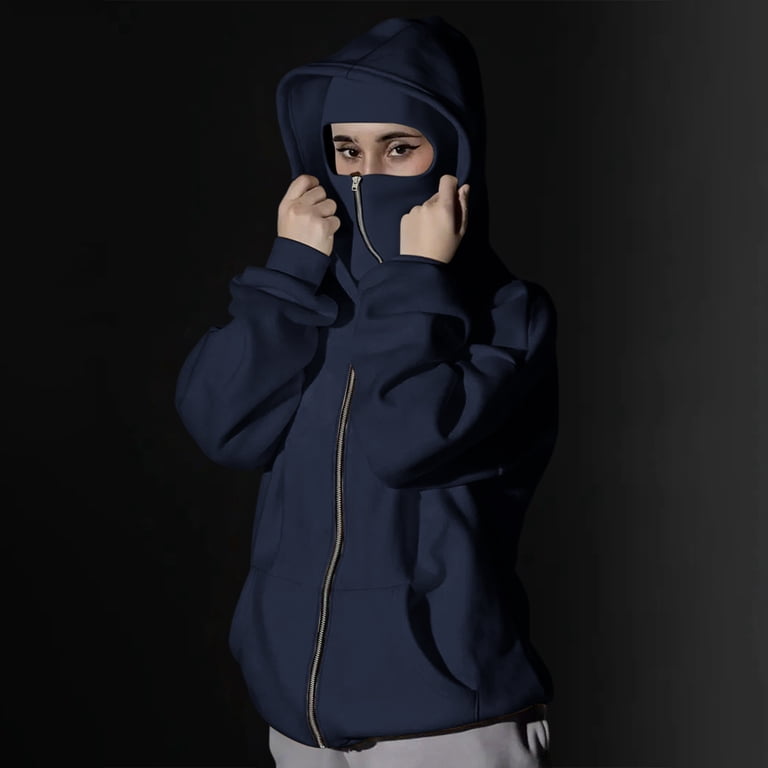 VINUSLI Zip Up Hoodies for Women Trendy Balaclava Hoodie with Face