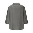 thumbnail image 6 of QETYUW 3/4 Sleeve T Shirts for Women Button Up V Neck Cotton Linen Tops Solid Color Plus Size Tshirts Summer Lightweight Tshirt, 6 of 6