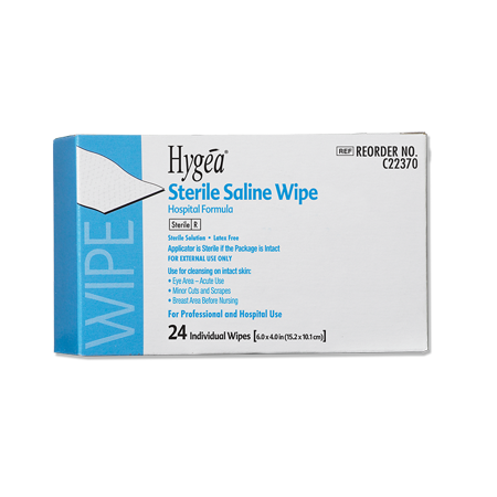 Hygea Sterile White Saline Wipes, Unscented, 4 x 6 inch, 1152 Count # C22370