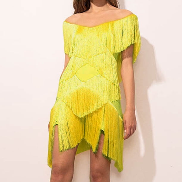 Mini vestido con flecos para mujer vestido corto ajustado Sexy con borlas brillantes minivestido de cóctel FLhrweasw Nuevo