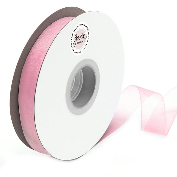 Pink Sheer Organza Ribbon for Crafts and Gift Wrap, 7/8" x 100 Yards by Gwen Studios