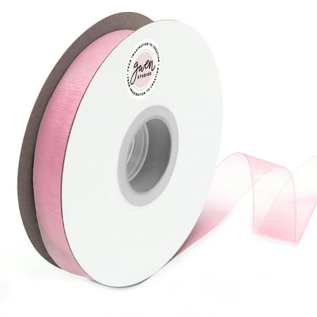 UPC: 0810056347666 | Pink Sheer Organza Ribbon for Crafts and Gift Wrap  7/8  x 100 Yards by Gwen Studios