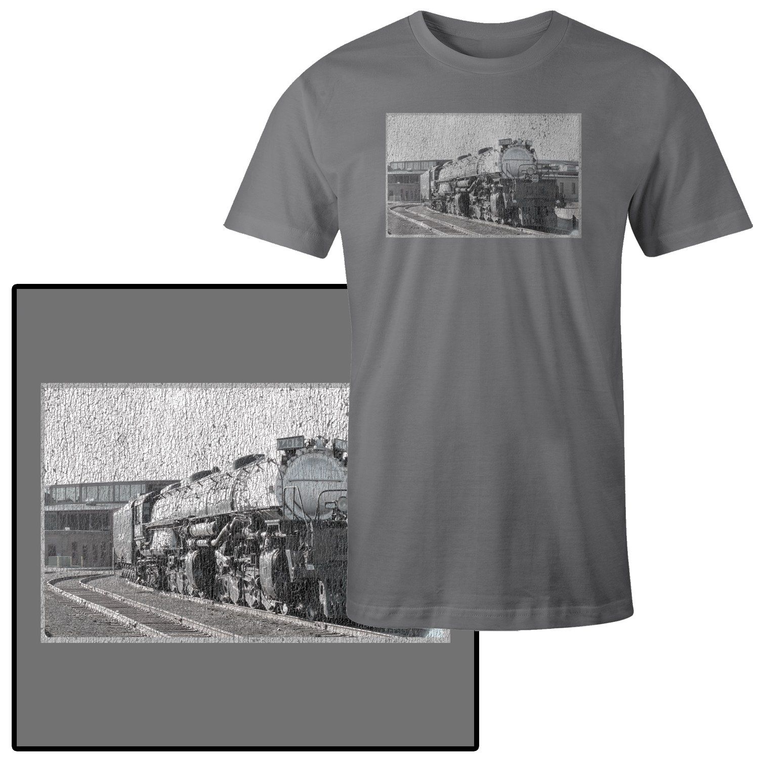 Men's Union Pacific Big Boy Train Black And White TShirt