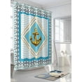 thumbnail image 3 of Shower Curtains Nautical Blue Anchor Bath Curtain Geometric Striped Rope Waterproof Bathroom Shower Curtain Set with Hooks Decoration 72 x 72 Inches, 3 of 7