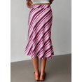 thumbnail image 2 of Multicolor Striped Asymmetrical Wrap Knee-Length Skirt For Women, Elegant Bodycon Flared Design, 2 of 7
