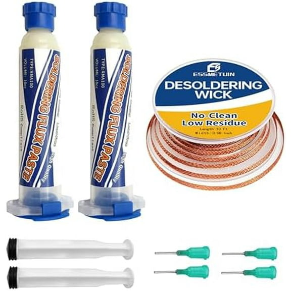 No Clean Soldering Flux Paste & Solder Wick, Solder Flux for Electronics Soldering 10cc/Bottle (2PACK), 10Ft Desoldering Wick Braid Remover Solder$$Tools & Hardware Other