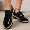 thumbnail image 2 of Gpaecead Women's Lace Up Platform Oxford Shoes Patent Leather Chunky Heel Derby Comfort Footwear With Non Slip Sole For Work And Casual B-Black, 2 of 8