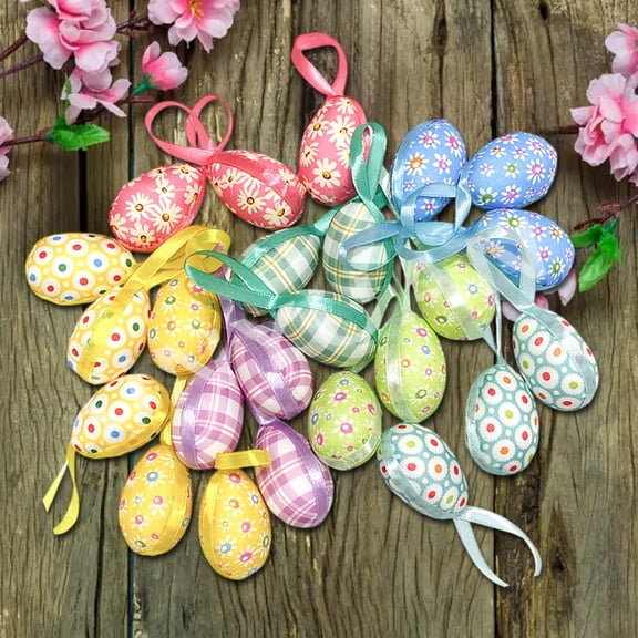 KCEHTA 24 Pcs Easter Egg Decorations Colorful Easter Eggs Hanging Ornaments for Tree Spring Decor