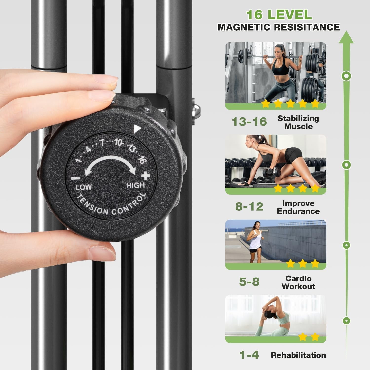 5-in-1 Folding Exercise Bike,Magnetic Cycling Bicycle X Bike with 16 Levels of Resistance for Home Indoor Cardio Workout