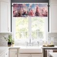 thumbnail image 3 of Christmas Kitchen Curtains and Valances Set, Pink House Candy Cane Snow Christmas Tree Bells Rod Pocket Window Valance Window Curtain Panels for Living Room Bedroom Laundry, 27.5x36in, 3 Pieces, 3 of 7