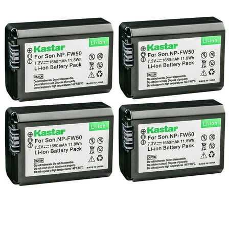 Kastar 4-Pack NP-FW50 Battery Replacement for Sony NP-FW50, W Series Battery, Sony BC-VW1, BC-TRW Charger, Sony NEX-C5, NEX-F3, SLT-A33, SLT-A35, SLT-A37, SLT-A55 Camera, Sony VG-C1EM, VG-C2EM Grip
