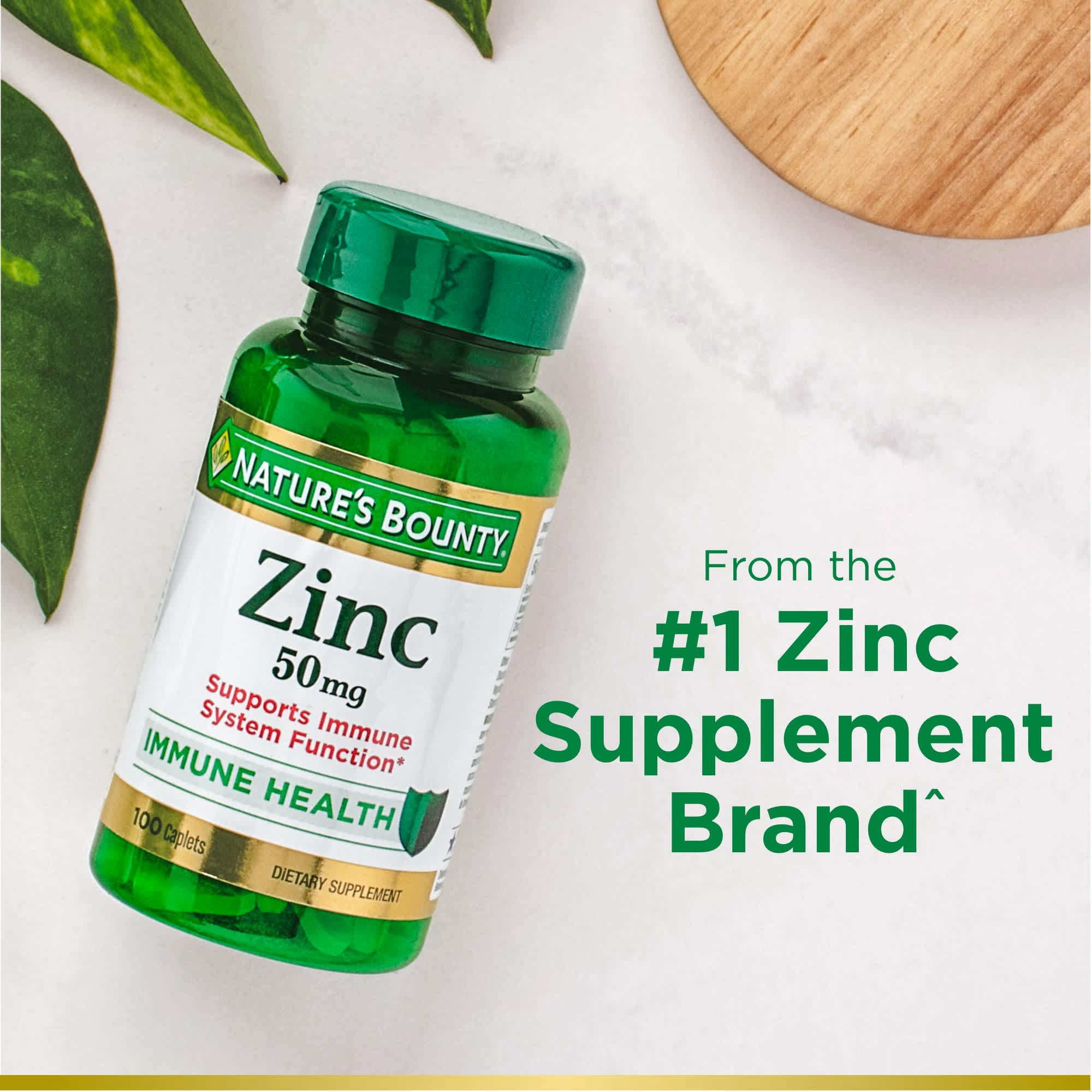 Nature’s Bounty Zinc, Immune Support Supplement, 50 mg, 100 Caplets - image 5 of 11