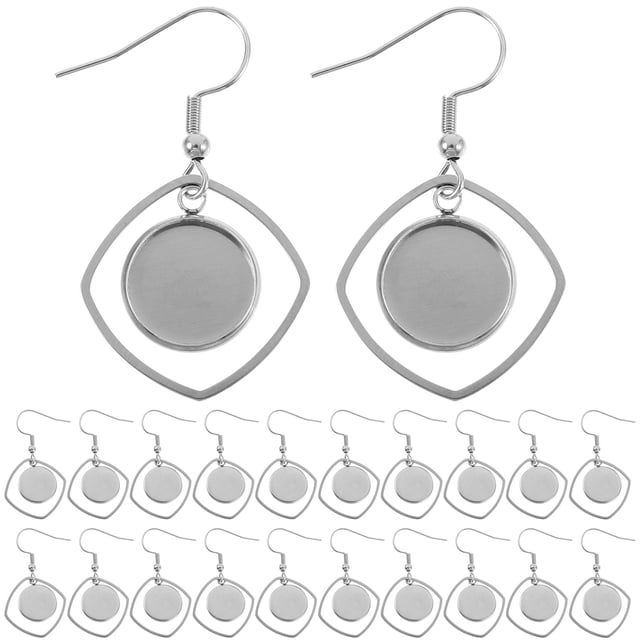 20 Pcs Base de Lunette Boucles d'Oreilles DIY Métal Pendentif Boucles d'Oreilles Base Vierge Pendentif Métal Vierge Plateaux Crochets Boucles d'Oreilles